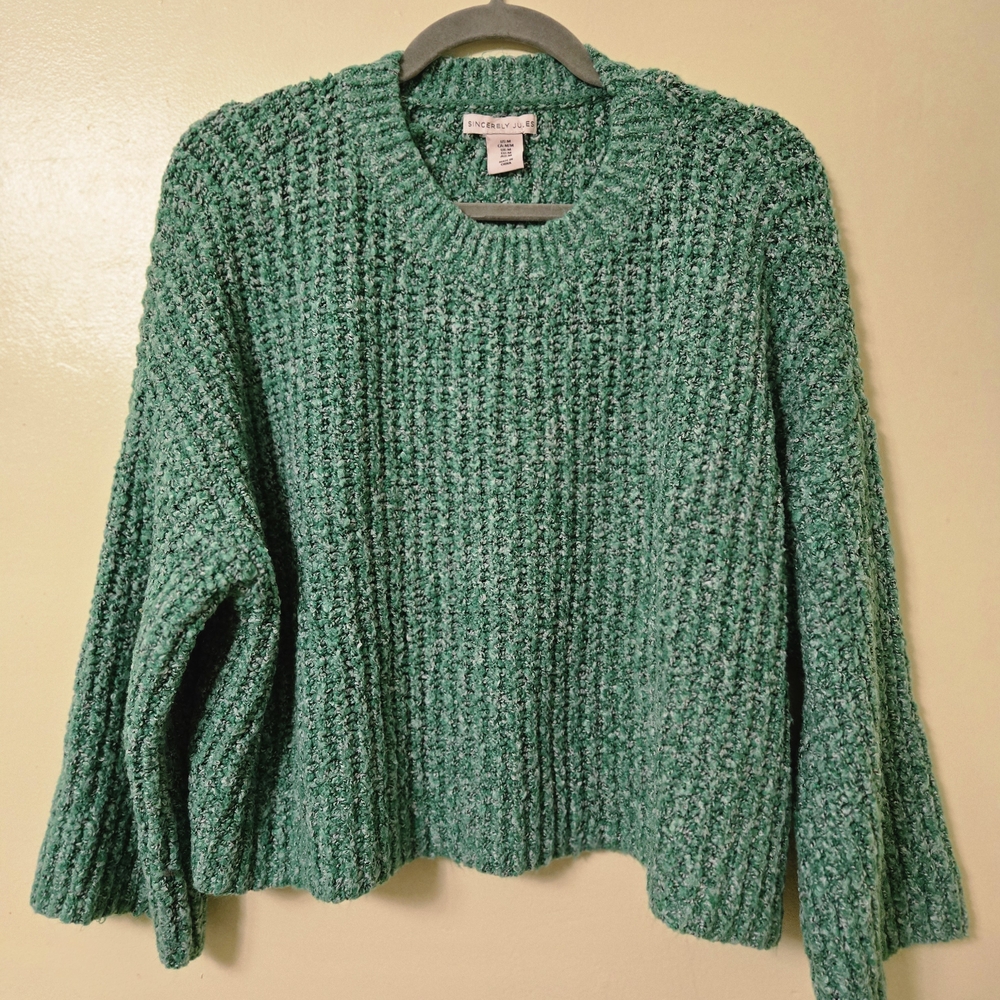 Sincerely Jules Green Textured Crew Neck Sweater
